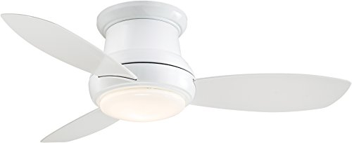 Minka Group Company F518-WH Flush Mount, 3 White Blades Ceiling fan with 44 watts light, White