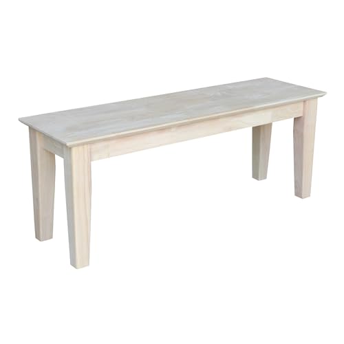 International Concepts Shaker Style Bench for Kitchen/Dining, Solid Parawood, 47'W x 14.37'D x...