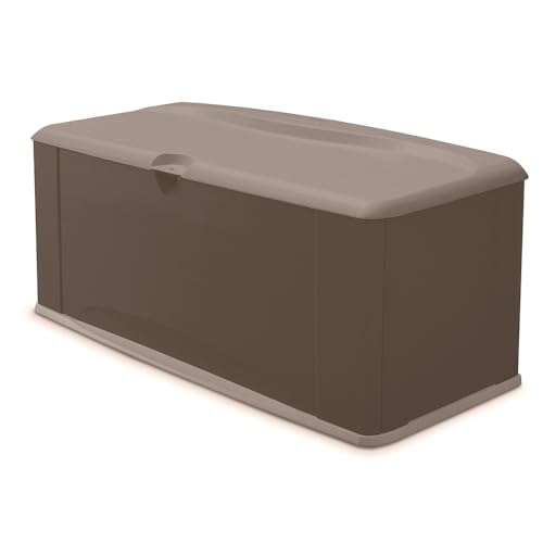Rubbermaid Extra Large Resin Outdoor Storage Deck Box with Seat (120 Gal), Weather Resistant, Brown,...