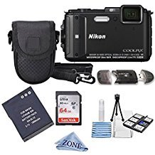 Nikon COOLPIX AW130 16.0-Megapixel 5X Optical Waterproof Digital Camera + Extra Battery, 64GB Memory...