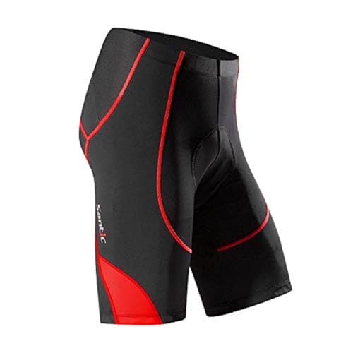 Santic Cycling Men's Shorts Biking Bicycle Bike Pants Half Pants 4D Coolmax Padded Red L