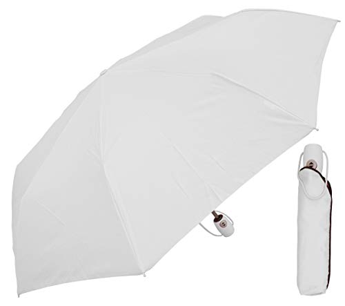 RainStoppers Auto Open Auto Close Deluxe Mini Umbrella, White, 42-Inch (W035W)