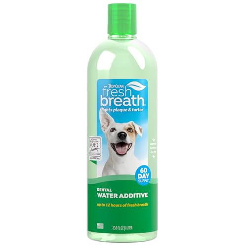 TropiClean Fresh Breath Water Additive for Dogs, Dog Breath Freshener and Teeth Cleaning Solution,...