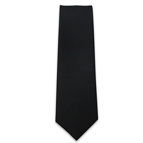 Cascadia Unlimited Men's Solid Black Matte 2' SKINNY Tie + White Pocket Square