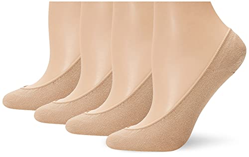 HUE Women's Hidden Cotton Sock Liners, 4 pair pack