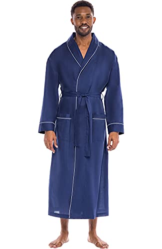 Alexander Del Rossa Men’s Robe, Woven Cotton Robe for Men, Lightweight Bathrobe with Two Front...