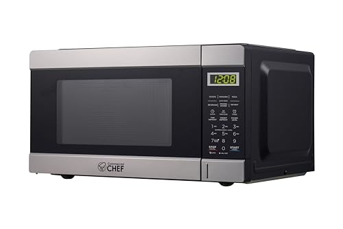 COMMERCIAL CHEF 0.9 Cu Ft Microwave with 10 Power Levels, Push Button and Child Lock, 900 Watt...