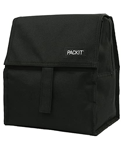 PackIt Freezable Lunch Bag with Zip Closure, Black