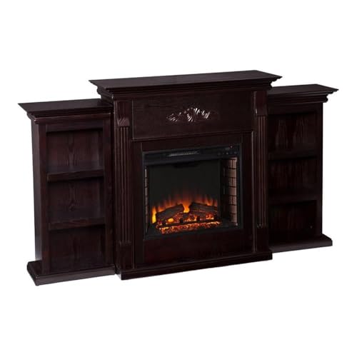 SEI Furniture Tennyson Bookcases Electric Fireplace, Espresso