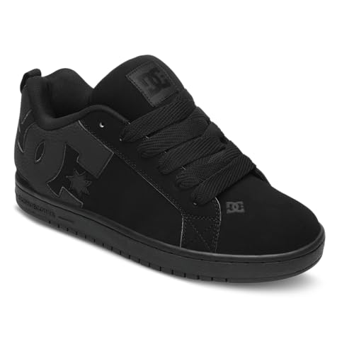 DC Men's Court Graffik Skate Shoe, Black/Black/Black, 12 M US