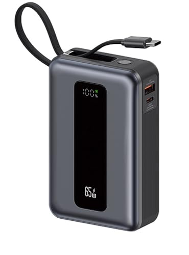 YOBON Power Bank, 20000mAh 65W Laptop Portable Charger with Built-in USB C Cable, Fast Charging...