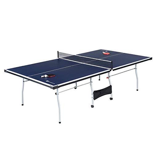 MD Sports Indoor Table Tennis Table, Regulation Size Tennis Table, Two-Piece with Wheels and Clip-On...