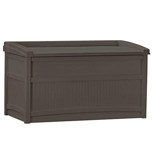 Suncast 50-Gallon Medium Deck Box - Lightweight Resin Indoor/Outdoor Storage Container and Seat for...