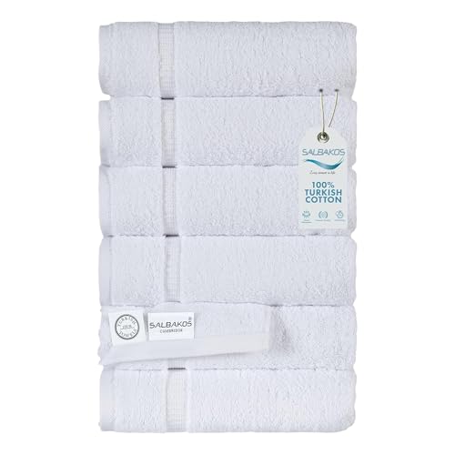 SALBAKOS Premium 6 Piece Hand Towel Set, 100% Turkish Cotton, Quick Dry & Comfy Towels for Hotel &...