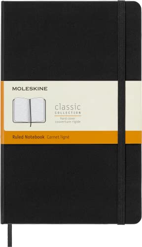 Moleskine Classic Notebook, Hard Cover, Large (5' x 8.25') Ruled/Lined, Black, 240 Pages