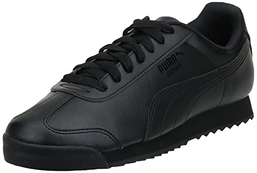 PUMA Mens Roma Sneaker, Basic black-black, 6