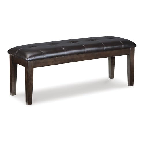 Signature Design by Ashley Haddigan Traditional Upholstered Dining Room Bench, Dark Brown