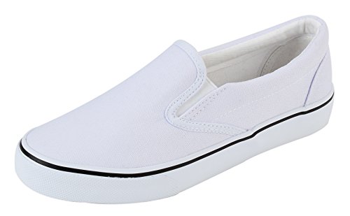 UJoowalk Womens White Comfortable Casual Canvas Slip On Fashion Sneakers Loafers Walking Skate Shoes...