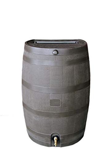 RTS Home Accents 50-Gallon Rain Water Collection Barrel with Brass Spigot, Brown