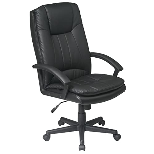 Office Star EC Series Executive Bonded Leather Adjustable Office Chair with Thick Padded Contour...