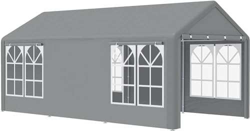Abba Patio 12x20 Feet Heavy Duty Carport with Removable Sidewalls & Door, Rolling Curtain & Window,...