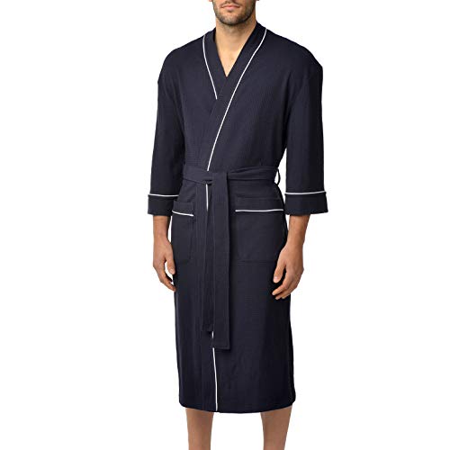 Majestic International Men's Waffle-Knit Kimono Spa Robe