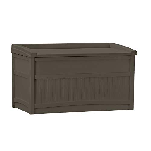 Suncast 50-Gallon Medium Deck Box - Lightweight Resin Indoor/Outdoor Storage Container and Seat for...