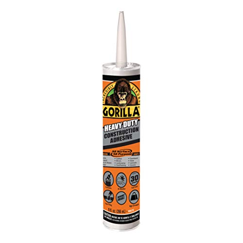 Gorilla Heavy Duty Construction Adhesive, White Glue, 9 Ounce Cartridge (Pack of 1) - Gap Filling...