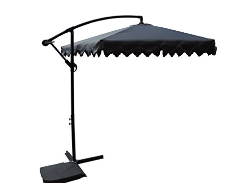 Pebble Lane Living 10' Offset Cantilever Patent Opening Patio Turning Vented Market Umbrella - Grey