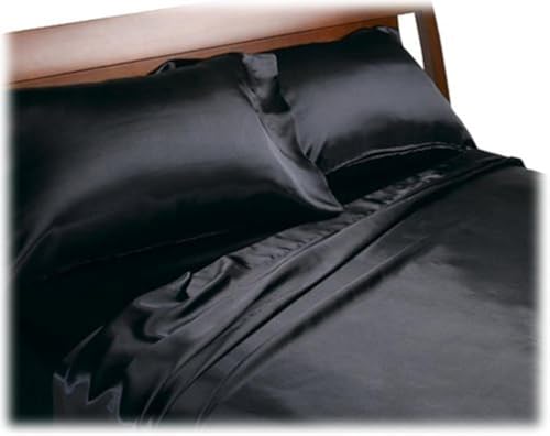 Royal Opulence Divatex Home Fashions Satin Queen Sheet Set,3pcs, Black