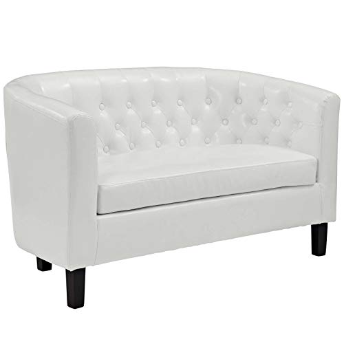 Modway Prospect Upholstered Contemporary Modern Loveseat In White Faux Leather