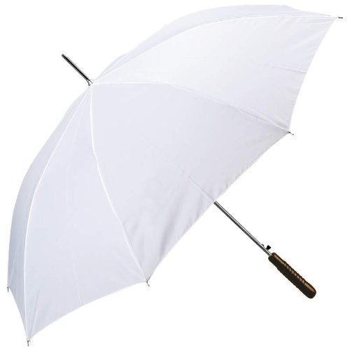 Classic Design All-Weather 48' Sports Auto Open Umbrella with Wooden Handle, White Color