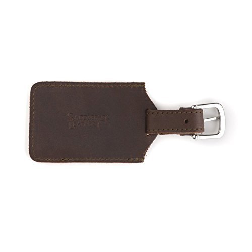 Saddleback Leather Co. Strong Full Grain Leather Luggage Travel Bag Tag Stainless Steel Hardware...
