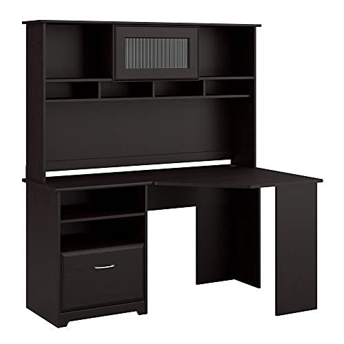 Bush Furniture Cabot Corner Desk with Hutch in Espresso Oak