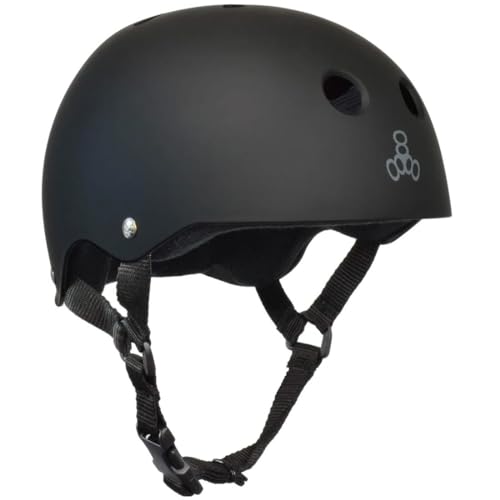 Triple Eight Sweatsaver Liner Skateboarding Helmet, All Black Rubber, Large