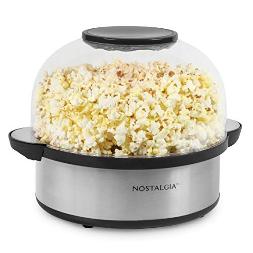 Nostalgia Stainless Steel 6-Quart Stirring Speed Popper with Quick-Heat Technology 24 Popcorn, with...