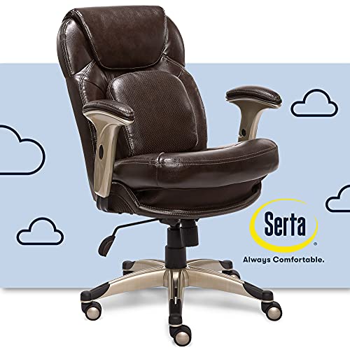 Serta Ergonomic Executive Office Chair Motion Technology Adjustable Mid Back Design with Lumbar...