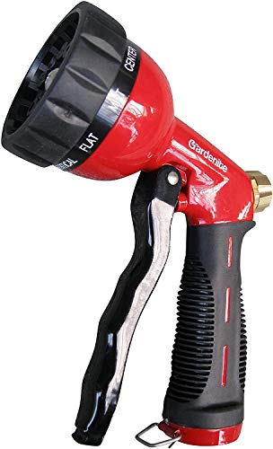 Garden Hose Nozzle / Hand Sprayer - Heavy Duty 10 Pattern Metal Watering Nozzle - High Pressure -...