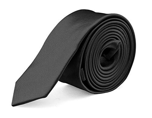 Moda Di Raza, black tie for men, Solid Pure Color Plain Neckties Formal Slim, Skinny, Narrow Size 57...