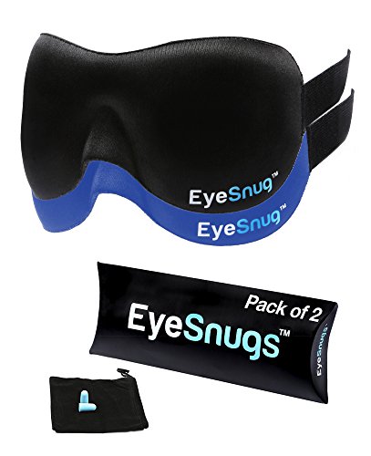 EyeSnug PACK OF 2 Contoured Sleep Mask – Luxury Eye Masks with Comfortable Ear Plugs and Carry...