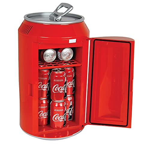 Coca-Cola 12 Can Portable Mini Fridge, 10L (10.6 qt) Compact Personal Travel Fridge for Snacks Lunch...