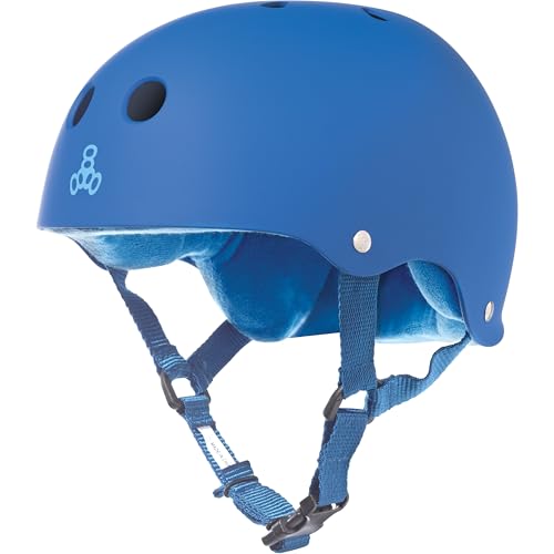Triple Eight Sweatsaver Liner Skateboarding Helmet, Royal Blue Rubber, Medium