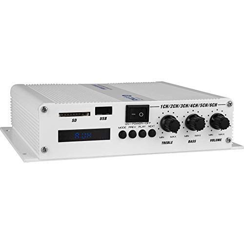Pyle 6-Channel Bluetooth Audio Marine Amplifier - 600 Watt Power Compact Weather Resistant Audio Amp...