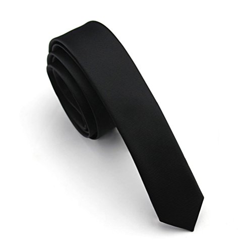 Elviros® Mens Eco-friendly Fashion Solid Color Slim Tie 2.4'' (6cm) (1.6' width, Black)