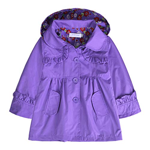 Arshiner Girl Kid Flower Waterproof Hooded Coat Jacket Outwear Raincoat
