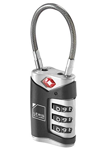 Lewis N. Clark TSA Approved Luggage Lock + Steel Cable for Suitcase, Carry On, BackPack, Laptop Bag...