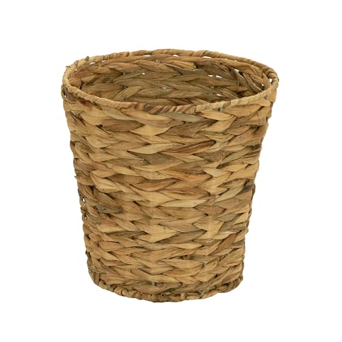 Household Essentials Wicker Waste Basket, Woven Leaf Basket with Wire Frame, Trash Bin or Storage...