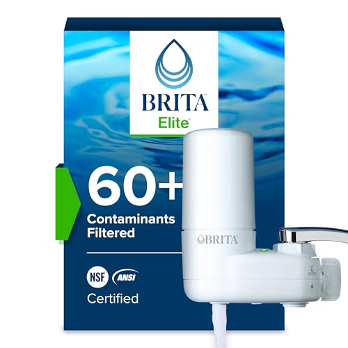 Brita Faucet Mount Water Filter System, White, No-Wait Filtration, Easy Install, Multi-Use Tap Water...