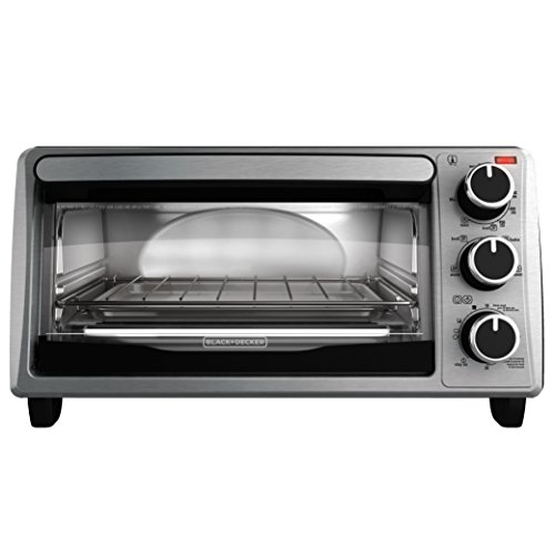 Black+Decker TO1303SB 4-Slice Toaster Oven, 14.5 x 8.8 x 10.8 inches, Stainless Steel/Black