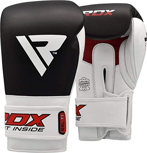 RDX Boxing Gloves for Training Muay Thai Cowhide Leather Mitts for Kickboxing, Fighting Sparring...